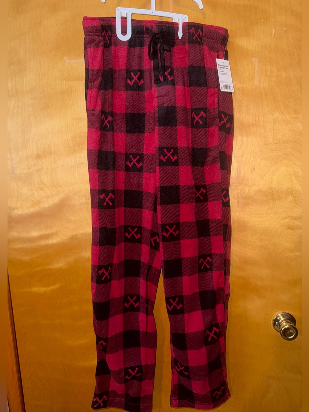 Kids Red Plaid Fleece Pajama Pants with Drawstring Waist